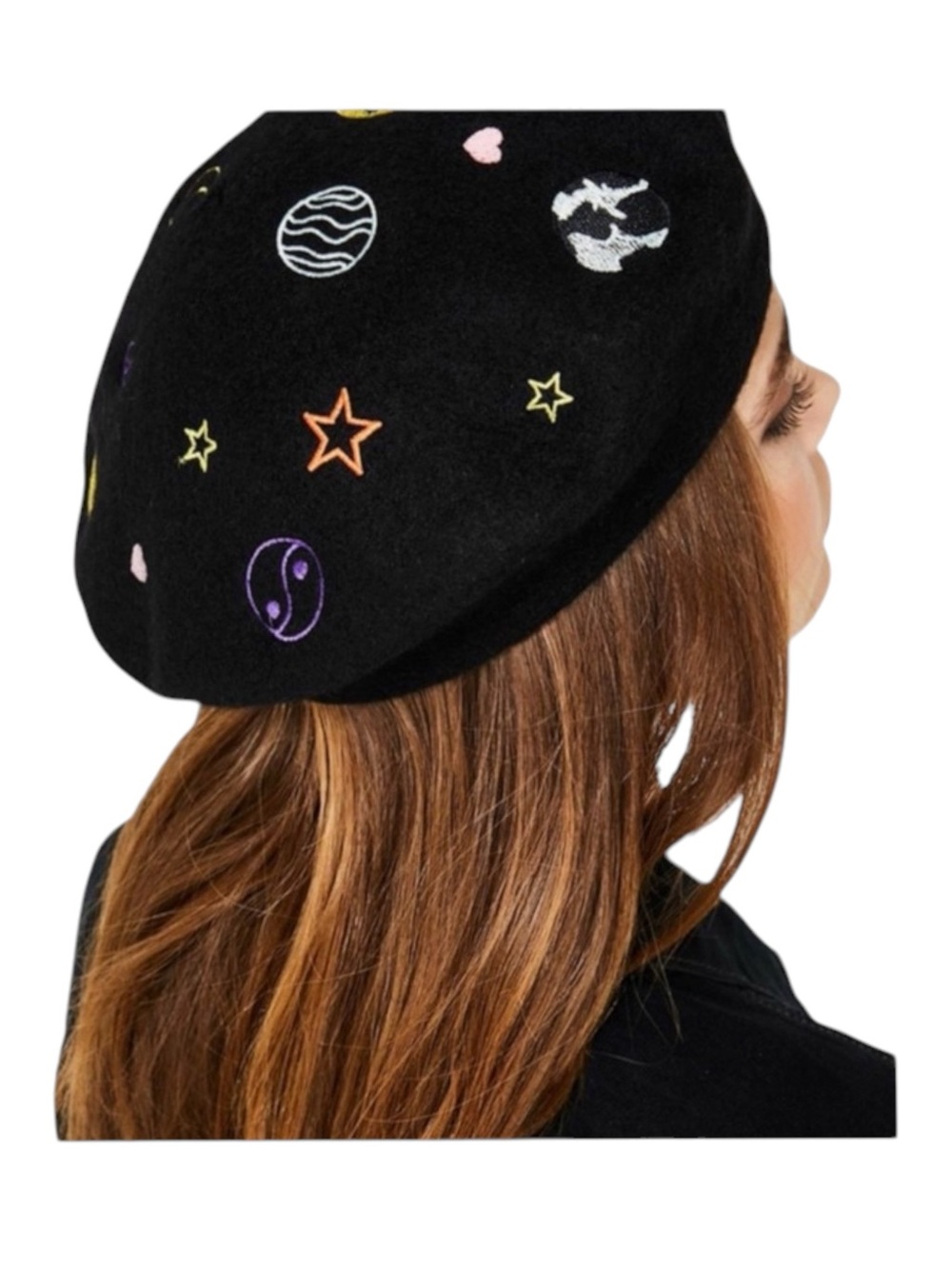 Rare: new Valfré ☻ Saturn Embroidered Wool Beret ☻ Black ☻ 1SFA Limited Edition - Picture 2 of 16